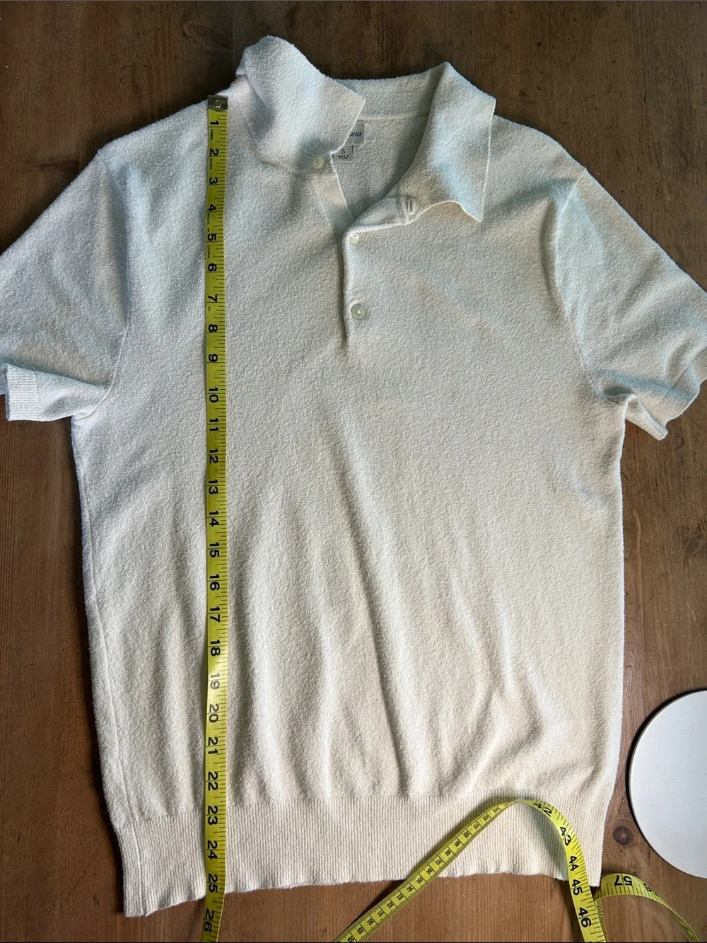 J. Crew Cream Short Sleeve Bone White Bouclé Knit Polo, Men’s S